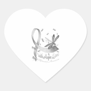 Adesivo Coração Faith Hope Love Melanoma Sensibilização Dragonfly
