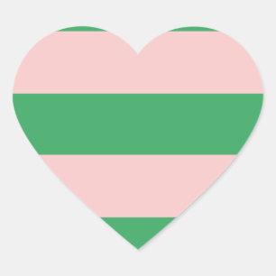 Adesivo Coração Faixa Horizontal Rosa e Verde   Quaisquer dimensõe