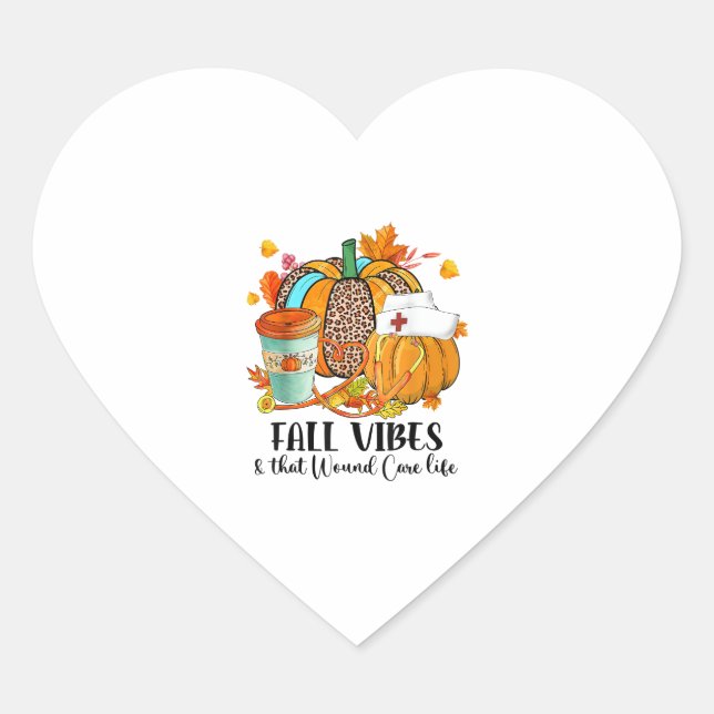 Adesivo Coração Fall Vibes & que Wound Care O Outono Do Outono (Frente)