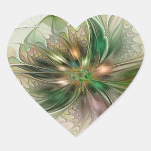 Adesivo Coração Fantasia Abstrata Moderna Colorida Flor Fractal