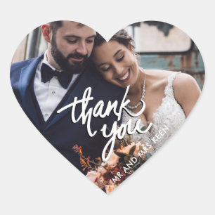 Adesivo Coração Favor de Agradecimento de Foto de Casamento com Ró