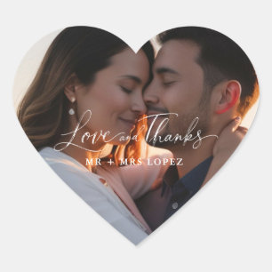 Adesivo Coração Favor de Casamento Foto Amor e Agradecimento Moder