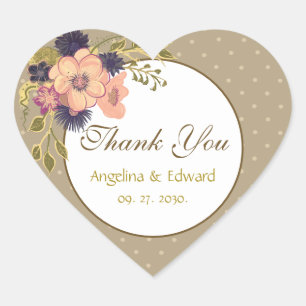 Adesivo Coração Favor de Casamento Rosa Boho Chic