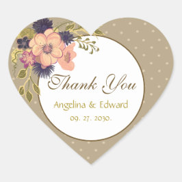Adesivo Coração Favor de Casamento Rosa Boho Chic