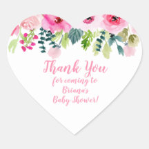Favor de Chuva de Bebê Floral Rosa Obrigado Coraçã