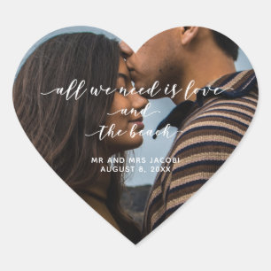 Adesivo Coração Favor de Foto de Amor e Praia Obrigado