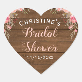 Adesivo Coração Favor de Presente Floral Floral Rosa-Rosa-Chic, Ru