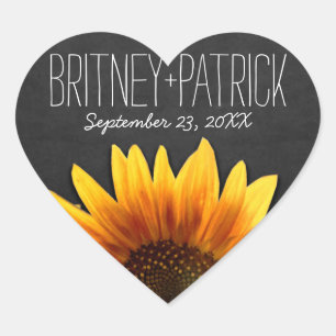 Adesivo Coração Favores rústicos do casamento do girassol do paí