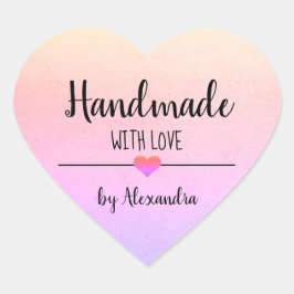 Adesivo Coração Feita à mão com um arco-íris de amor