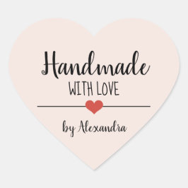 Adesivo Coração Feita à mão com um roteiro cor-de-rosa pincelado d