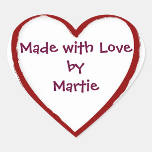 Adesivo Coração Feita com amor por você - Sticks do Coração