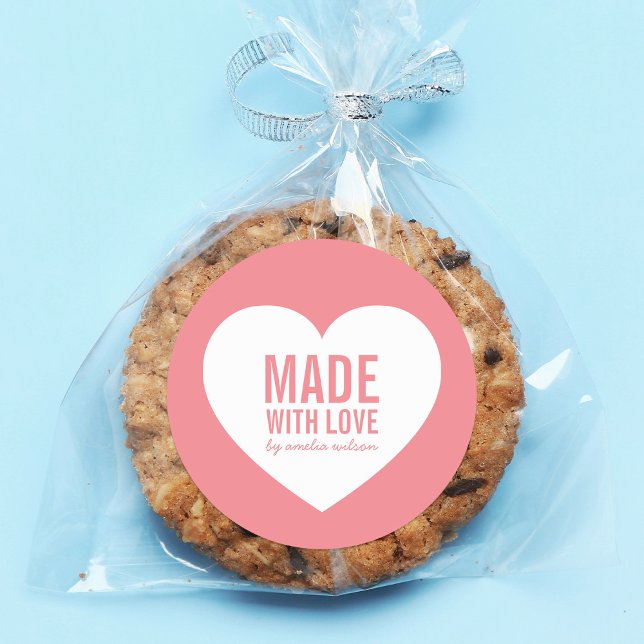 Adesivo Coração Feita com Cor Editável de Amor (Criador carregado)