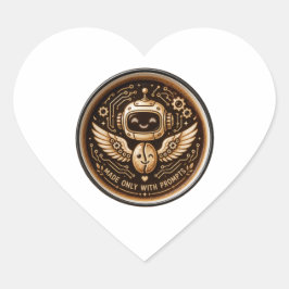 Adesivo Coração Feito Apenas Com Prompts Robô de Café de IA Engraç