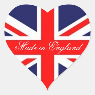 Adesivo Coração Feito em Inglaterra-Union Jack Flag-Heart