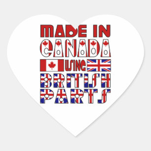 Adesivo Coração Feito no Canadá Peças Britânicas