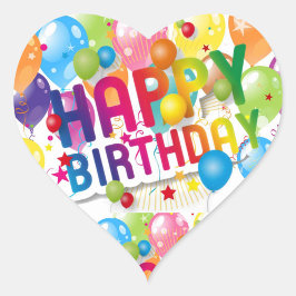 Adesivo Coração Feliz aniversário