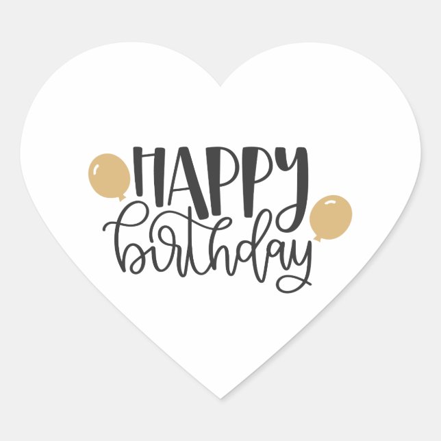Adesivo Coração feliz aniversário (Frente)