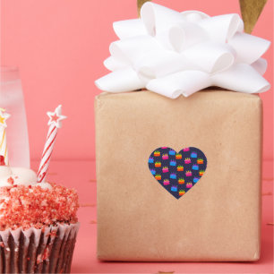 Adesivo Coração Feliz Aniversário, Bolo com Velas,