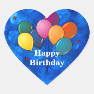 Adesivo Coração "Feliz Aniversário", Celebração Balões Coração Pau
