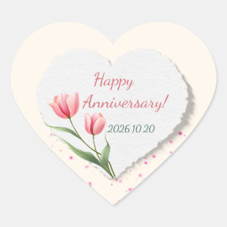Adesivo Coração Feliz Aniversário Coração de Tinta à Água Tulipa R