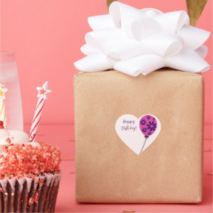 Adesivo Coração Feliz Aniversário do Chic Script! Balão Rosa