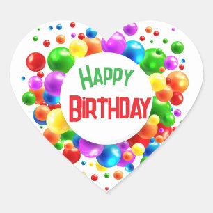 Adesivo Coração Feliz aniversário dos balões