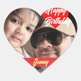 Adesivo Coração Feliz Aniversário Especial Foto Personalizar Vinhe