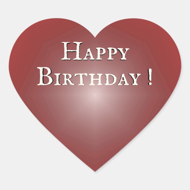 Adesivo Coração Feliz Aniversário Vermelho Brilho (Frente)