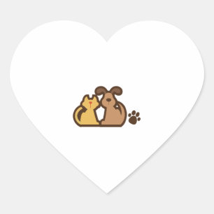 Adesivo Coração Feliz Cão E Gato