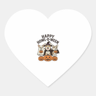 Adesivo Coração Feliz Como-O-Queremos Corgi Dia das Bruxas Cão Vet