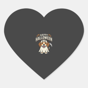 Adesivo Coração Feliz Dia das Bruxas Design de Cachorro Beagle_1