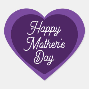 Adesivo Coração Feliz Dia das Mães Roxo Fofo