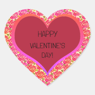 Adesivo Coração Feliz dia de os namorados de Coração das Rosas ver