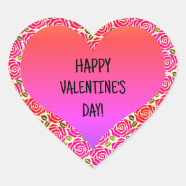 Adesivo Coração Feliz dia de os namorados de Rosas vermelhas Cor-d