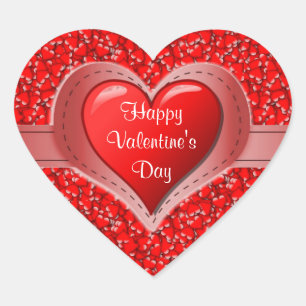 Adesivo Coração Feliz dia de os namorados Holiday Red Hearts