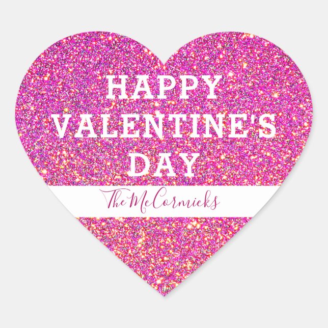 Adesivo Coração Feliz Dia dos Namorados Rosa Dourada (Frente)