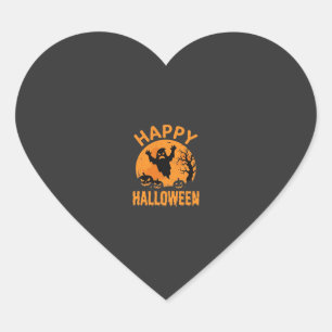 Adesivo Coração Feliz Fantasma de Halloween Desenho Vetorial de Ab
