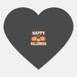 Adesivo Coração Feliz Halloween Abóbora Morcego Vetor