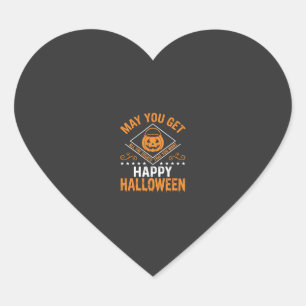 Adesivo Coração Feliz Halloween Abóboras Guloseimas Desenho Vetori