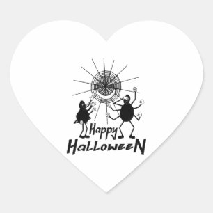 Adesivo Coração Feliz Halloween, Aranhas Halloween