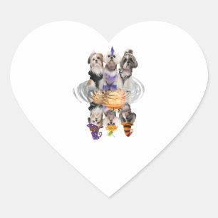 Adesivo Coração Feliz Halloween Shih Tzu Dog Scary Pumpkin Gift