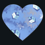 Adesivo Coração Feliz Hanukkah Challing Stars and Dreidels<br><div class="desc">Você está vendo a coleção de Design Lee Hiller. Roupa,  Ofertas e Coleções Lee Hiller Fotografia ou Coleção de Arte Digital. Você pode ver sua fotografia da Nature em http://HikeOurPlanet.com/ e seguir seu blog de caminhada no Hot Primavera National Park.</div>