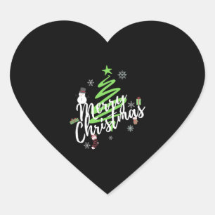 Adesivo Coração Feliz Natal, Árvore de Natal, Neve de Natal