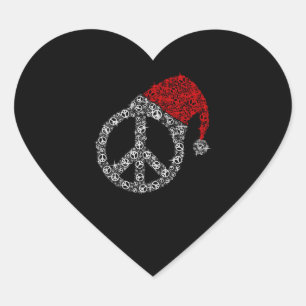 Adesivo Coração Feliz Natal Hippies Símbolo Santa Claus Hat