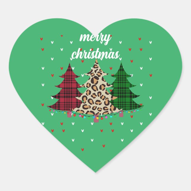 Adesivo Coração Feliz Natal Moderno & Elegante  (Frente)