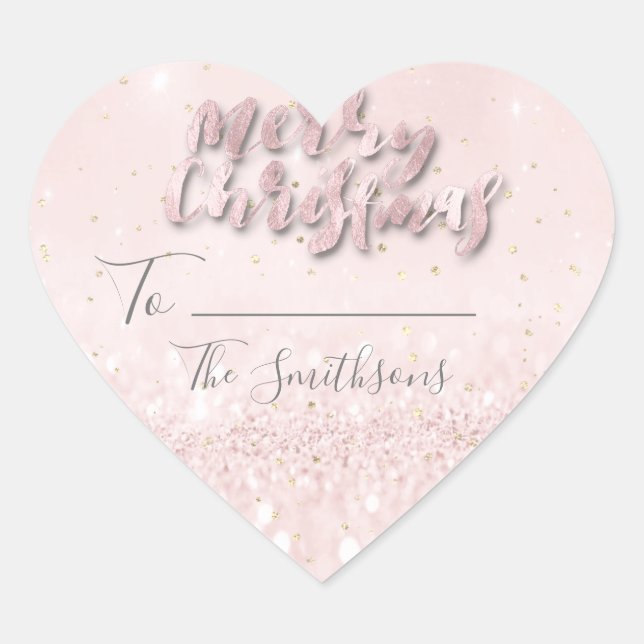 Adesivo Coração Feliz Natal Para.. Do Nome Confetti Coração Rosa (Frente)