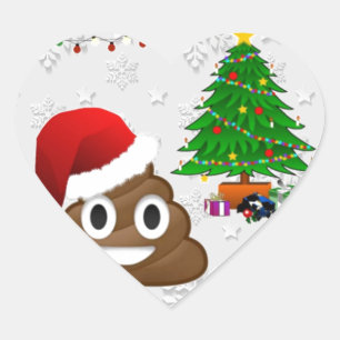 Adesivo Coração feliz natal poo emoji