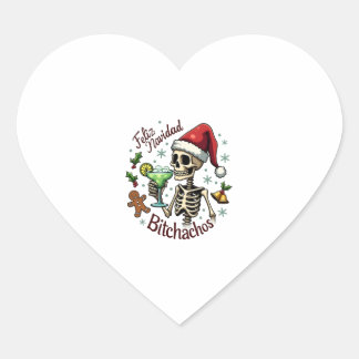 Adesivo Coração Feliz Navidad Bitchachos Funny Skull Spanish Merry