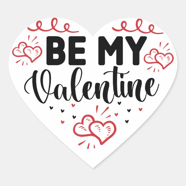 Adesivo Coração Feriado Be My Valentine (Frente)