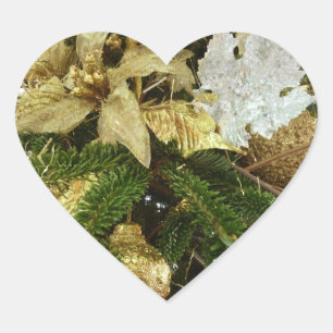 Adesivo Coração Feriado de Prata e Dourado Árvore de Natal II